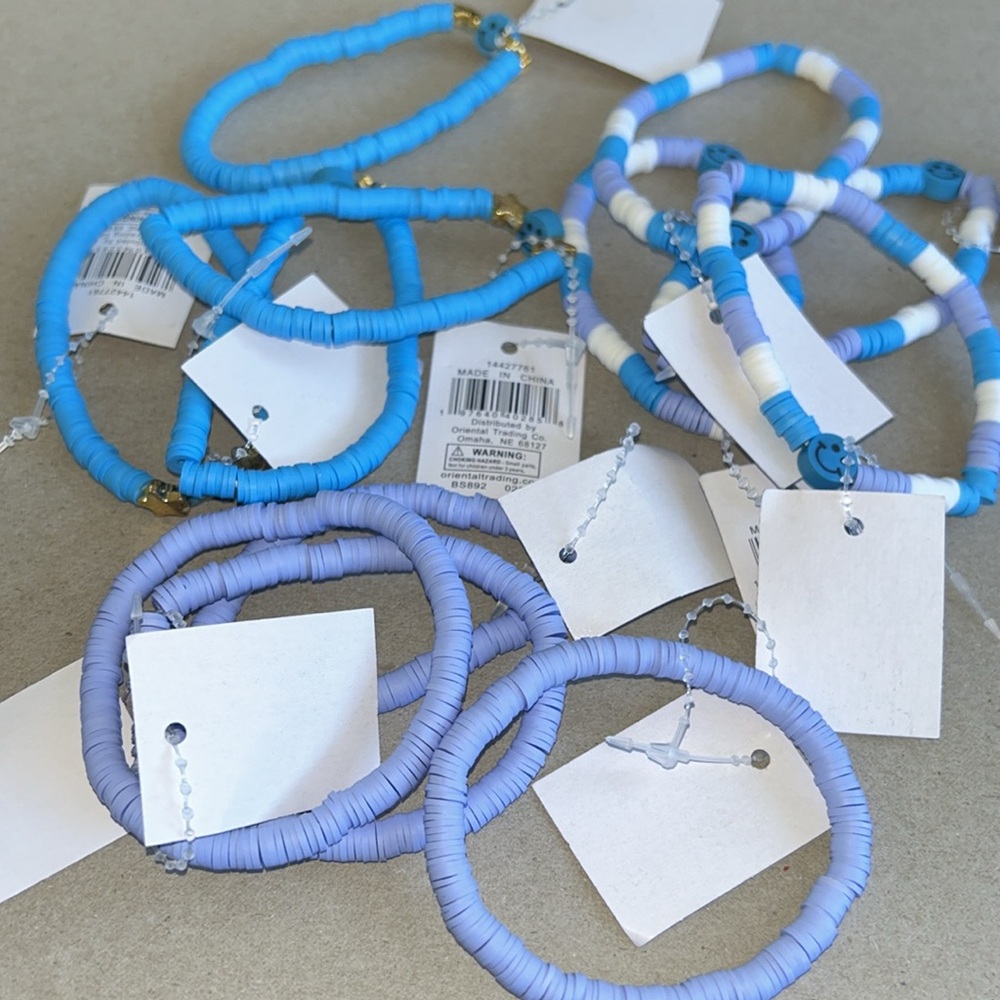 12 Individual Tagged Blue Beaded Friendship Bracelets W: 3 Different Designs NWT - Picture 8 of 9